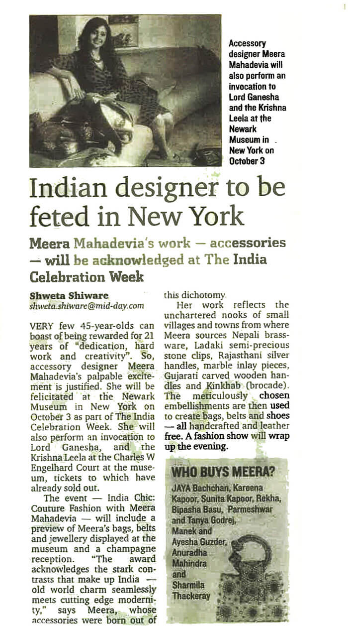 Indian designer to be feted in new york